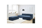 MEGEVE modular fixed corner sofa in textured fabric with pouffe - Right-hand corner - BOBOCHIC - The Bradery