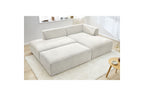 MEGEVE modular fixed corner sofa in textured fabric with pouffe - Right-hand corner - BOBOCHIC - The Bradery