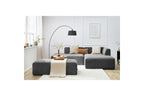 MEGEVE modular fixed corner sofa in textured fabric with pouffe - Right-hand corner - BOBOCHIC - The Bradery