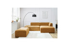 MEGEVE modular fixed corner sofa in textured fabric with pouffe - Right-hand corner - BOBOCHIC - The Bradery