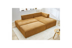 MEGEVE modular fixed corner sofa in textured fabric with pouffe - Right-hand corner - BOBOCHIC - The Bradery