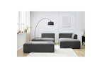 MEGEVE modular fixed corner sofa in textured fabric with pouffe - Right-hand corner - BOBOCHIC - The Bradery