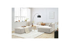 MEGEVE modular fixed corner sofa in textured fabric with pouffe - Right-hand corner - BOBOCHIC - The Bradery