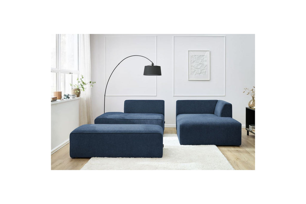 MEGEVE modular fixed corner sofa in textured fabric with pouffe - Right-hand corner - BOBOCHIC - The Bradery