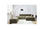 MEGEVE modular fixed corner sofa in textured fabric with pouffe - Right-hand corner - BOBOCHIC - The Bradery