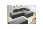 MEGEVE modular fixed corner sofa in textured fabric with pouffe - Right-hand corner - BOBOCHIC - The Bradery