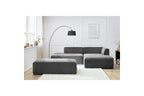 MEGEVE modular fixed corner sofa in textured fabric with pouffe - Right-hand corner - BOBOCHIC - The Bradery