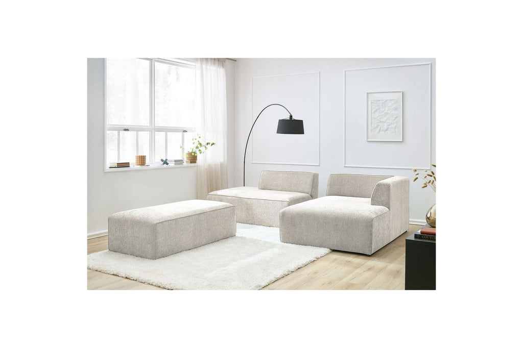 MEGEVE modular fixed corner sofa in textured fabric with pouffe - Right-hand corner - BOBOCHIC - The Bradery