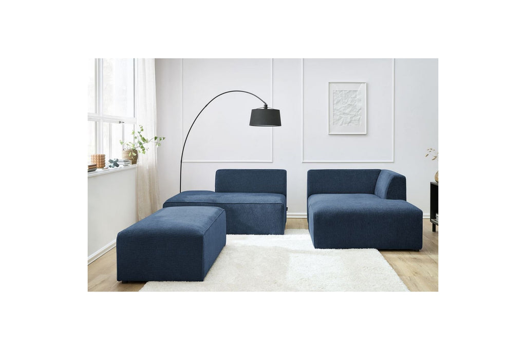 MEGEVE modular fixed corner sofa in textured fabric with pouffe - Right-hand corner - BOBOCHIC - The Bradery