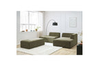 MEGEVE modular fixed corner sofa in textured fabric with pouffe - Right-hand corner - BOBOCHIC - The Bradery