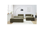 MEGEVE modular fixed corner sofa in textured fabric with pouffe - Right-hand corner - BOBOCHIC - The Bradery