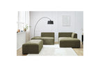 MEGEVE modular fixed corner sofa in textured fabric with pouffe - Right-hand corner - BOBOCHIC - The Bradery