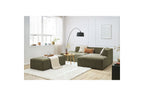 MEGEVE modular fixed corner sofa in textured fabric with pouffe - Right-hand corner - BOBOCHIC - The Bradery