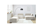 MEGEVE modular fixed corner sofa in textured fabric with pouffe - Right-hand corner - BOBOCHIC - The Bradery