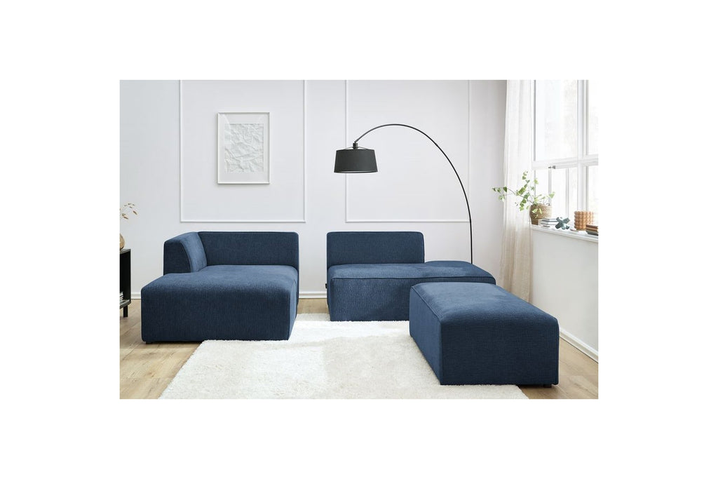 MEGEVE modular fixed corner sofa in textured fabric with pouffe - Left-hand corner - BOBOCHIC - The Bradery