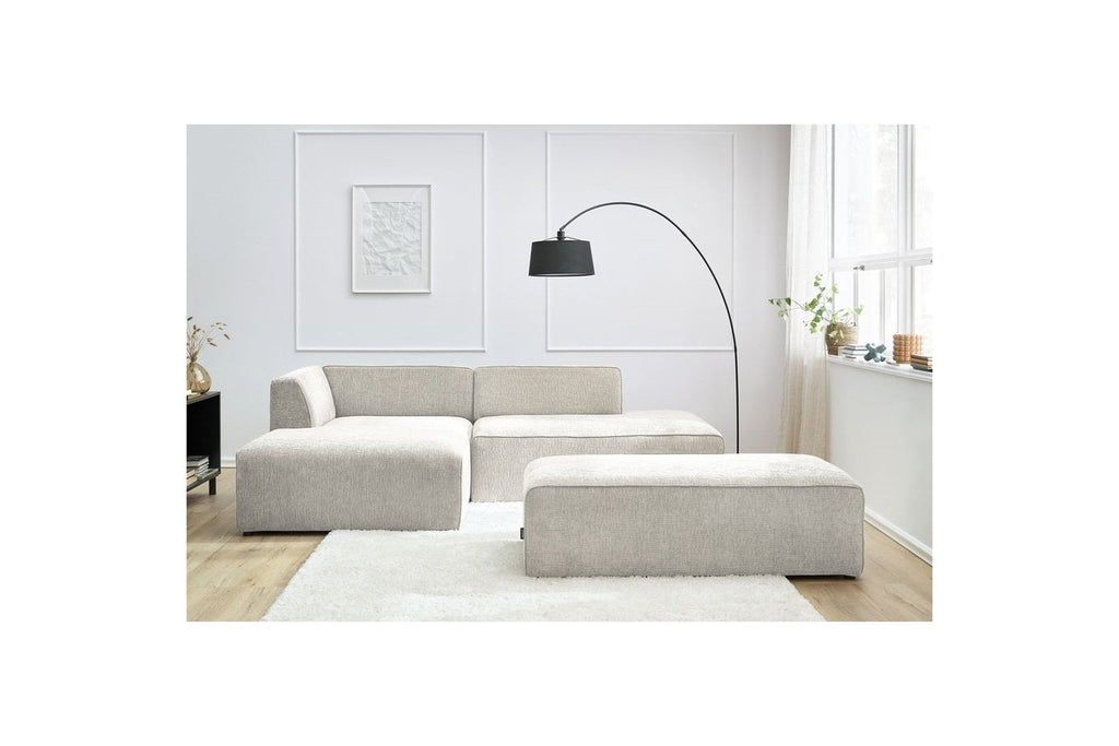 MEGEVE modular fixed corner sofa in textured fabric with pouffe - Left-hand corner - BOBOCHIC - The Bradery