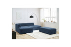 MEGEVE modular fixed corner sofa in textured fabric with pouffe - Left-hand corner - BOBOCHIC - The Bradery