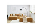 MEGEVE modular fixed corner sofa in textured fabric with pouffe - Left-hand corner - BOBOCHIC - The Bradery