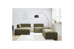 MEGEVE modular fixed corner sofa in textured fabric with pouffe - Left-hand corner - BOBOCHIC - The Bradery