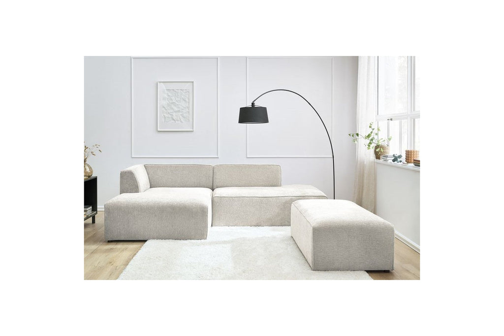 MEGEVE modular fixed corner sofa in textured fabric with pouffe - Left-hand corner - BOBOCHIC - The Bradery