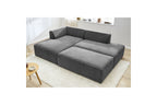MEGEVE modular fixed corner sofa in textured fabric with pouffe - Left-hand corner - BOBOCHIC - The Bradery