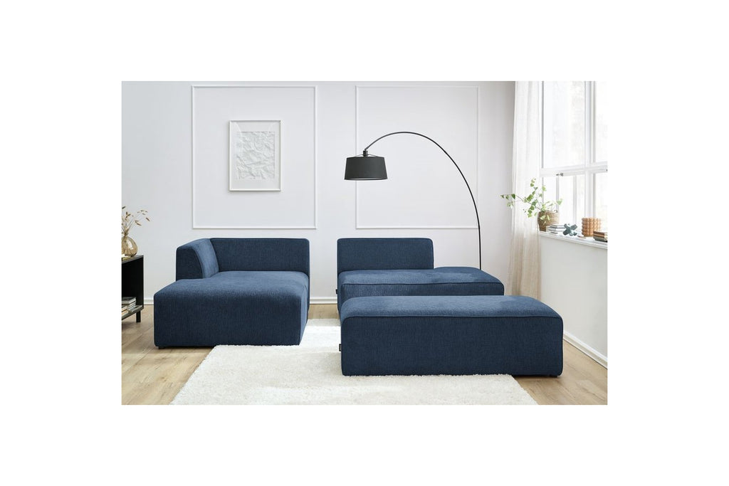 MEGEVE modular fixed corner sofa in textured fabric with pouffe - Left-hand corner - BOBOCHIC - The Bradery