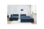 MEGEVE modular fixed corner sofa in textured fabric with pouffe - Left-hand corner - BOBOCHIC - The Bradery