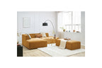 MEGEVE modular fixed corner sofa in textured fabric with pouffe - Left-hand corner - BOBOCHIC - The Bradery