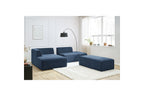 MEGEVE modular fixed corner sofa in textured fabric with pouffe - Left-hand corner - BOBOCHIC - The Bradery