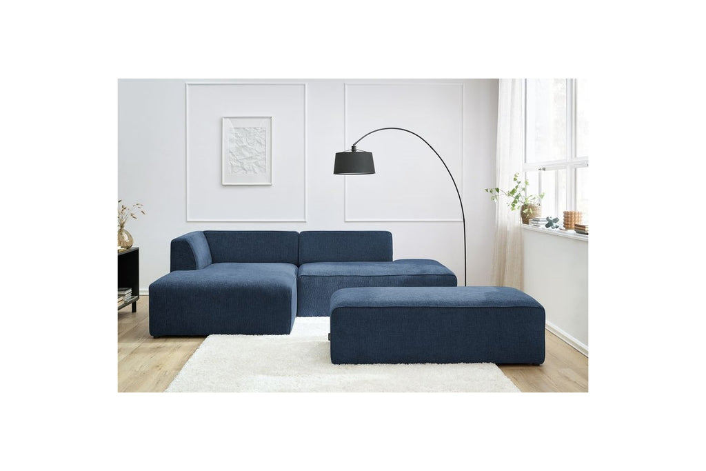 MEGEVE modular fixed corner sofa in textured fabric with pouffe - Left-hand corner - BOBOCHIC - The Bradery