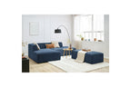 MEGEVE modular fixed corner sofa in textured fabric with pouffe - Left-hand corner - BOBOCHIC - The Bradery
