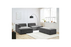 MEGEVE modular fixed corner sofa in textured fabric with pouffe - Left-hand corner - BOBOCHIC - The Bradery