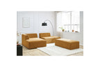 MEGEVE modular fixed corner sofa in textured fabric with pouffe - Left-hand corner - BOBOCHIC - The Bradery