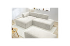 MEGEVE modular fixed corner sofa in textured fabric with pouffe - Left-hand corner - BOBOCHIC - The Bradery
