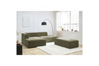 MEGEVE modular fixed corner sofa in textured fabric with pouffe - Left-hand corner - BOBOCHIC - The Bradery