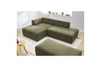 MEGEVE modular fixed corner sofa in textured fabric with pouffe - Left-hand corner - BOBOCHIC - The Bradery