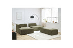 MEGEVE modular fixed corner sofa in textured fabric with pouffe - Left-hand corner - BOBOCHIC - The Bradery