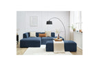 MEGEVE modular fixed corner sofa in textured fabric with pouffe - Left-hand corner - BOBOCHIC - The Bradery