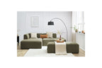 MEGEVE modular fixed corner sofa in textured fabric with pouffe - Left-hand corner - BOBOCHIC - The Bradery