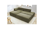 MEGEVE modular fixed corner sofa in textured fabric with pouffe - Left-hand corner - BOBOCHIC - The Bradery
