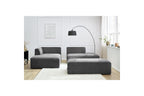 MEGEVE modular fixed corner sofa in textured fabric with pouffe - Left-hand corner - BOBOCHIC - The Bradery
