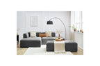 MEGEVE modular fixed corner sofa in textured fabric with pouffe - Left-hand corner - BOBOCHIC - The Bradery