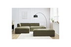 MEGEVE modular fixed corner sofa in textured fabric with pouffe - Left-hand corner - BOBOCHIC - The Bradery