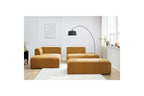 MEGEVE modular fixed corner sofa in textured fabric with pouffe - Left-hand corner - BOBOCHIC - The Bradery