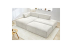 MEGEVE modular fixed corner sofa in textured fabric with pouffe - Left-hand corner - BOBOCHIC - The Bradery