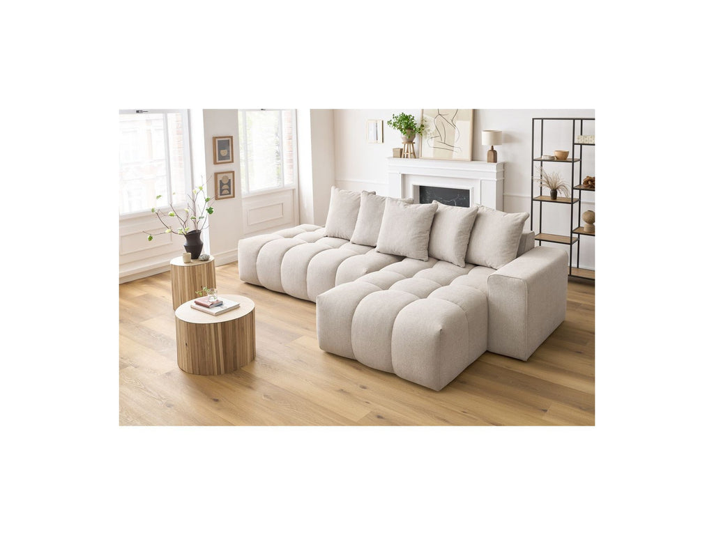 Fixed MONT WHITE fabric corner sofa - Right-hand corner - BOBOCHIC - The Bradery