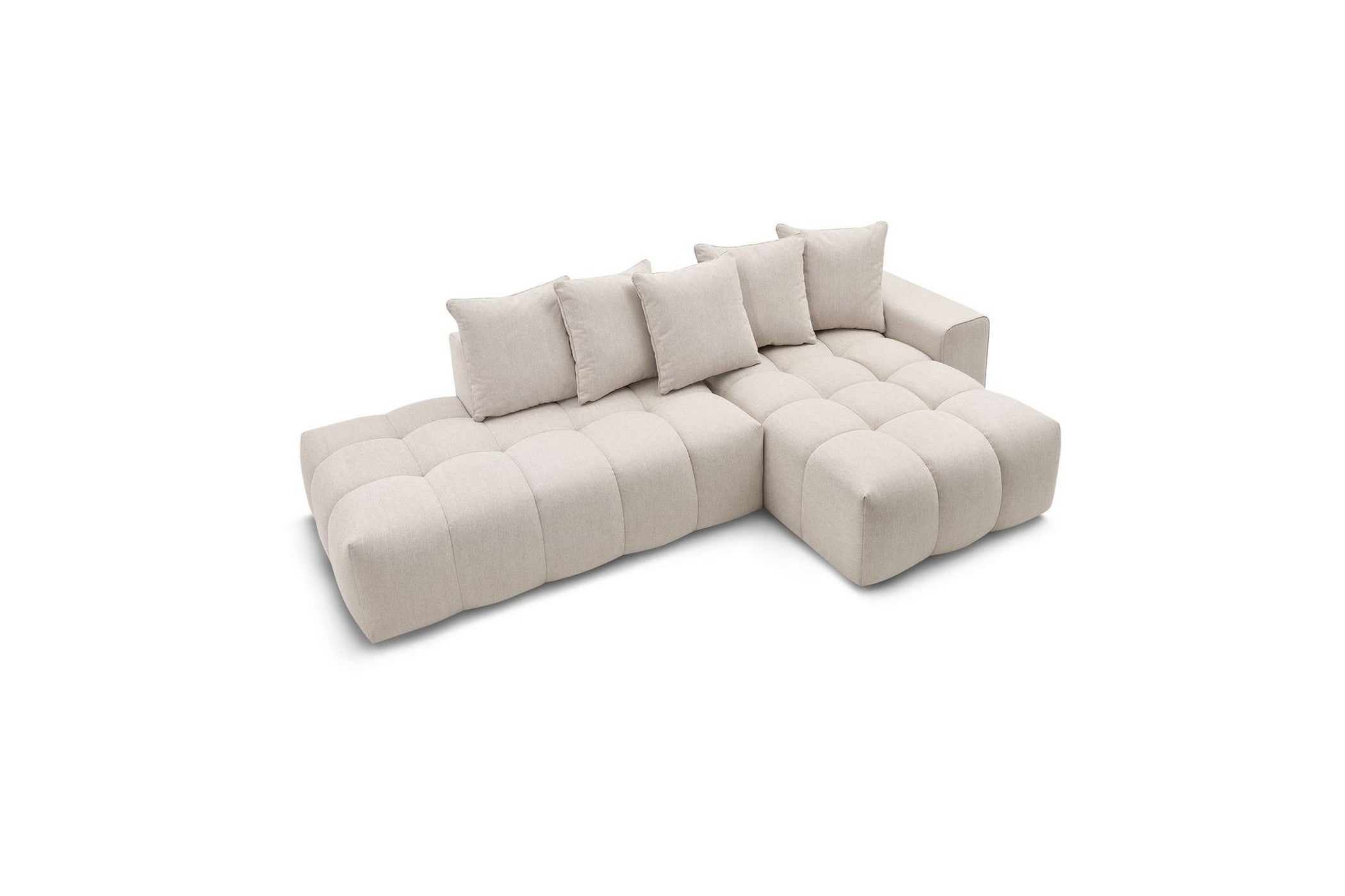 Fixed MONT WHITE fabric corner sofa - Right-hand corner - BOBOCHIC - The Bradery