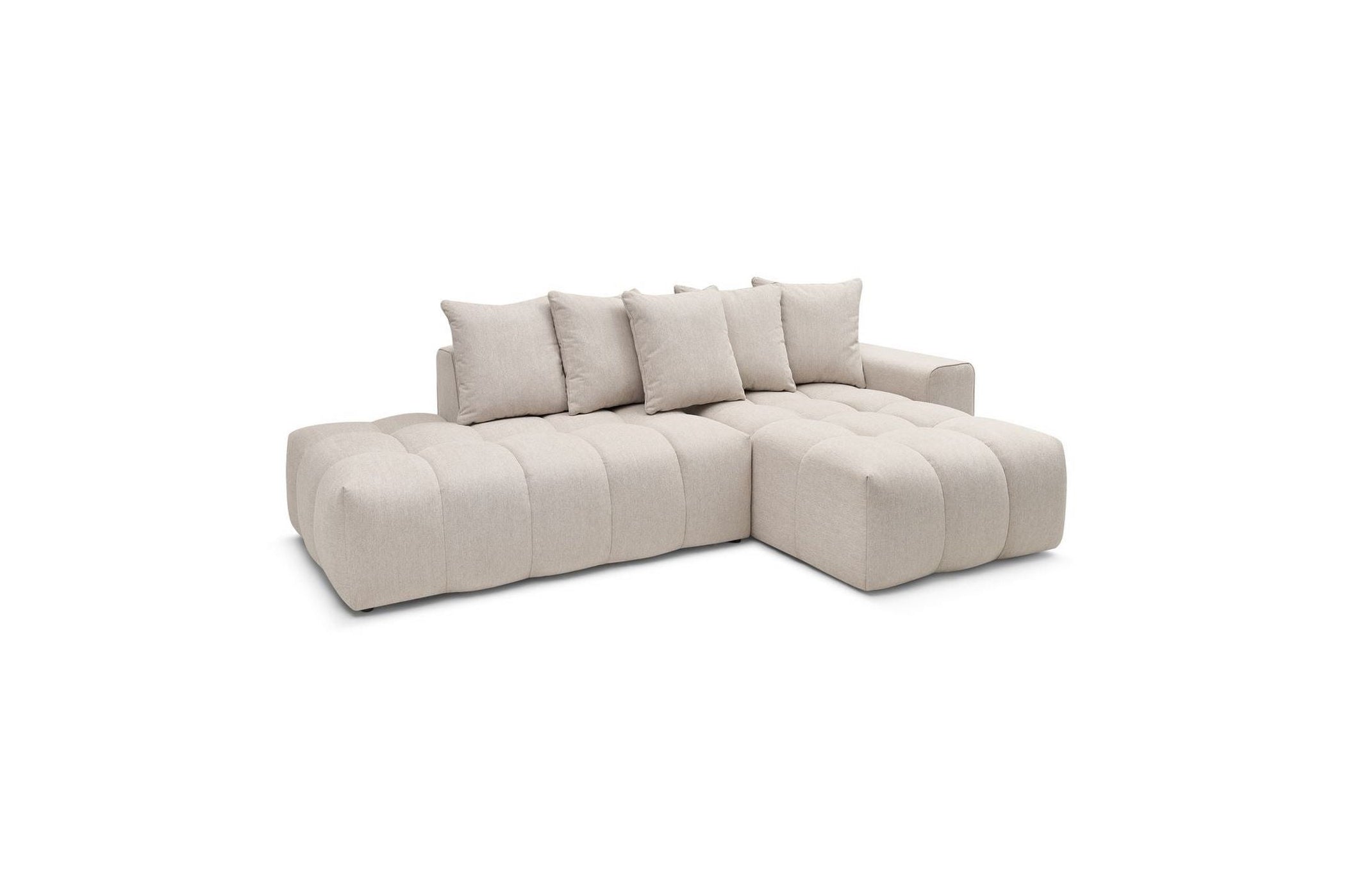 Fixed MONT WHITE fabric corner sofa - Right-hand corner - BOBOCHIC - The Bradery