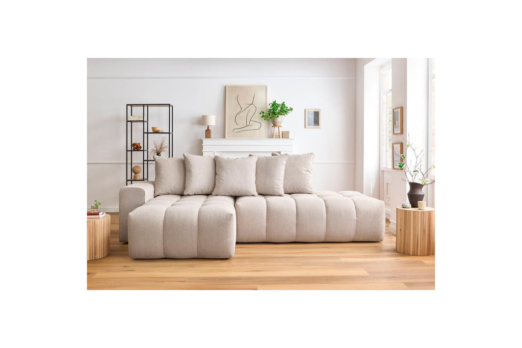 Fixed MONT WHITE fabric corner sofa - Left-hand corner - BOBOCHIC - The Bradery