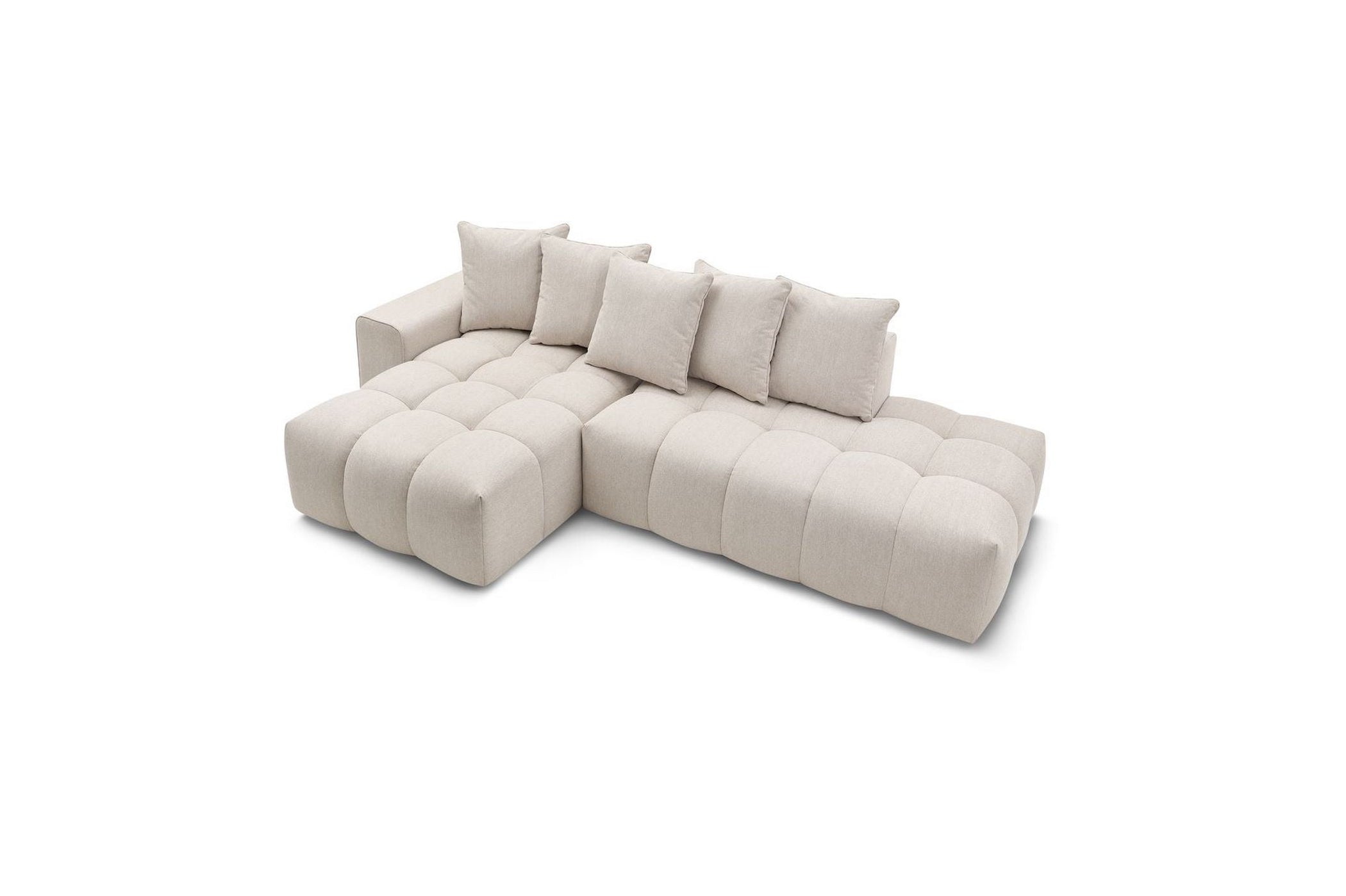 Fixed corner sofa MONT WHITE in fabric - Left-hand corner - BOBOCHIC - The Bradery
